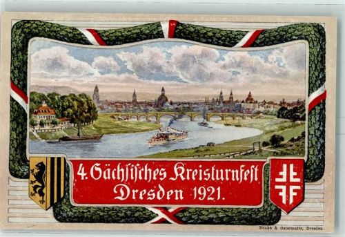 Dresden 1921 sign. Rowland 4. Sächs. Kreisturnfest Festkarte Nr. 4 AK