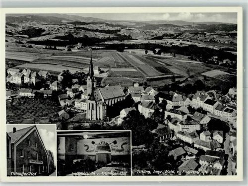 Tittling Fliegeraufnahme Gasthaus Tittlinger Hof Gaststube Kirche St. Vitus