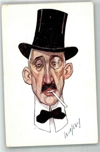 Karikatur Herr mit Zylinder und Zigarette B.K.W. I 388-6 Brüder Kohn