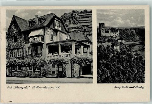 56346 W5422 St. Goarshausen - Cafe-Weinhaus Rheingold Burg Katz Loreley