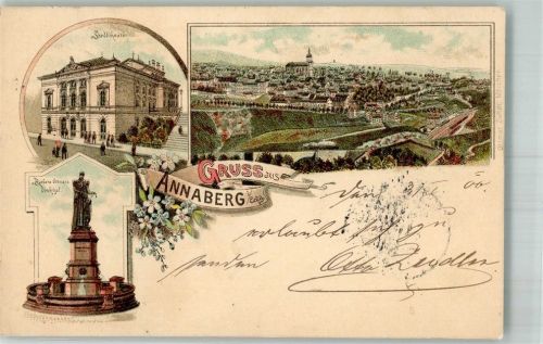 Annaberg 1900 Barbara Ottmann-Denkmal Stadttheater