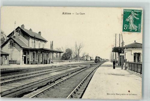 Ablon Bahnhof La Gare Eisenbahn Briefmarke Bildseite