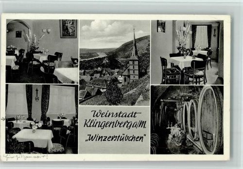 Klingenberg 1954 Winzerstübchen Kellerei mit Innenansichten , gute Erhaltung AK