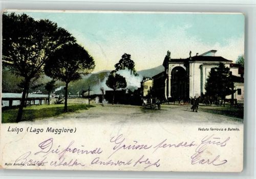 Luino 1905 Lago Maggiore - Vedula Ferrovia e Batello, gute Erhaltung Bildseite, Rückseite fleckig AK