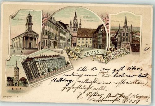 Ansbach 1896 Kirche St. Gumbertus Ludwigskirche Herriedertor Regierungsgebäude