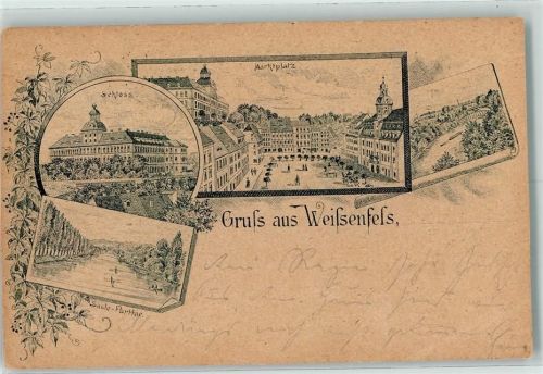 Weißenfels 1899 Vorläufer Druck 1880-1889 , Lithographie Marktplatz Schloss Saale-Partie