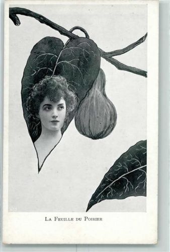 La Feuille du Poirier Blatt vermenschlicht Metamorphose AK