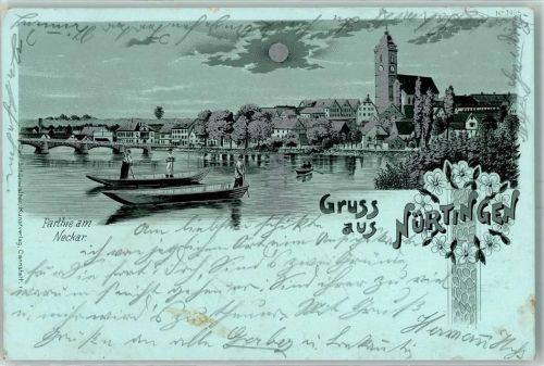 Nürtingen 1900 Neckar Ruderboote