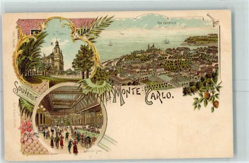 Monte Carlo Le Theatre Salle de jeux Lithographie