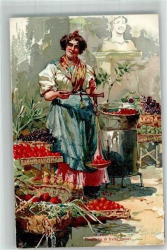 Marktszene Verkäuferin Beruf Vanditrice di frutta fresca sign. A. della Valle