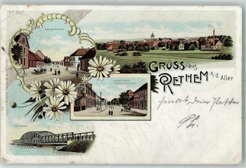 Rethem Langestraße Seebrücke Lithographie