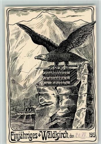 Waldkirch 1915 Einjähriges - Adler mit Büchern - Federzeichnung