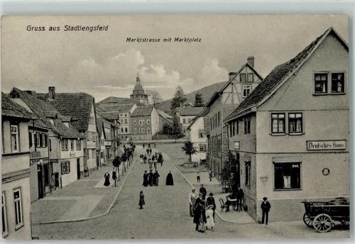 Stadtlengsfeld Marktstraße mit Marktplatz Deutsches Haus Leiterwagen