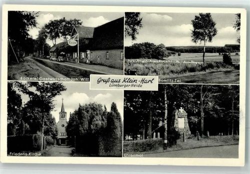 Kleinharl Bäckerei-Gastwirtschaft Witt ESSO-Tankstelle Friedens-Kirche Ehrenmal