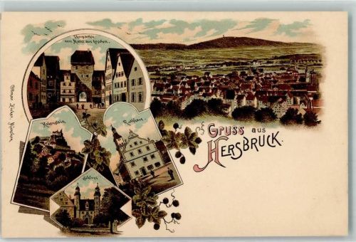Hersbruck Thorpartie vom Markt aus gesehen Hohenstein Rathaus Schloss