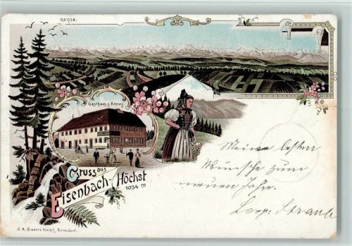 Eisenbach 1898 Gruss aus - Litho, Gasthaus Kreuz AK