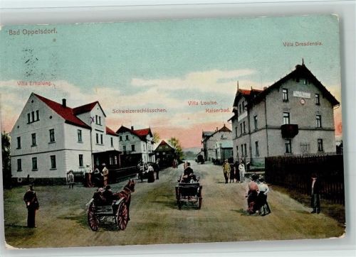 Bad Oppelsdorf 1918 Kutschen, Villen AK