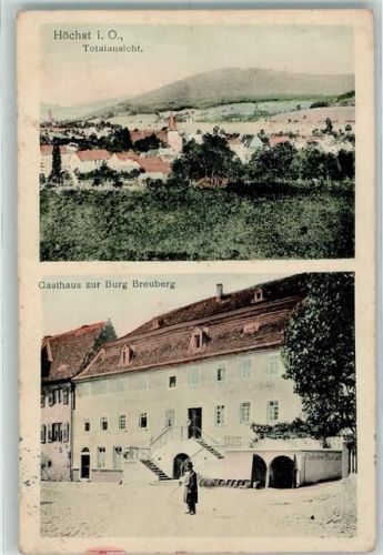 64739 W6128 Höchst i Odw 1911 Gebrauchsspuren Gasthaus zur Burg Breuberg