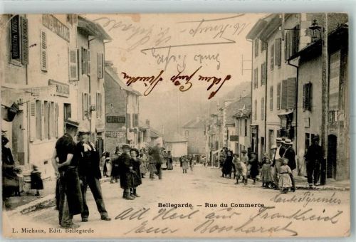 30127 Bellegarde 1903 Gebrauchsspuren Rue du Commerce AK