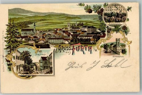 Furth 1898 Burgstrasse Drachenstich Schloss-Platz