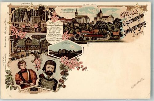 08340 O9430 Schwarzenberg /Erzgeb. Lithographie Prinz Albrecht Köhler Schmidt Köhlerhütte Ruine Dudelskirche Fürstenbrunn