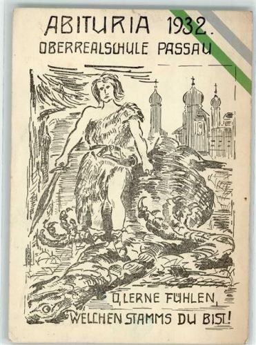 Passau Oberrealschule Abituria 1932 Siegrfried Drachentöter Pennäler Studentika
