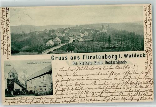 Fürstenberg 1901 Kirche Geschäftshaus Teschemacher