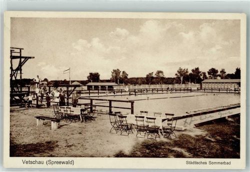 03226 O7544 Vetschau , NL - Städtisches Sommerbad Bademode Fahne Kinder