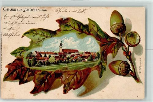 Landau Stadtpfarrkirche Maria Himmelfahrt Wappen Lithographie