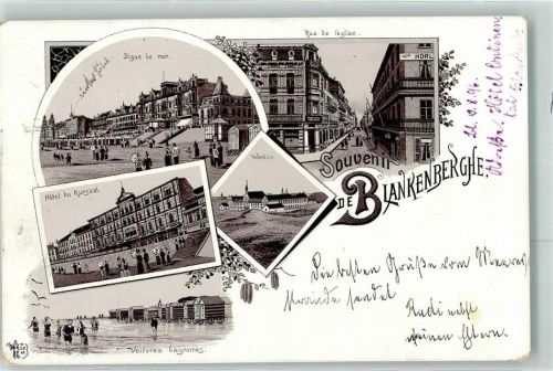Blankenberghe 1896 Digue de mer Rue de l`Eglise Wendün Hotel du Kursaal Otmar Zieher