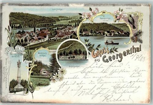 Georgenthal 1899 Candelaber Denkmal Rodebachmühle Schützenhof