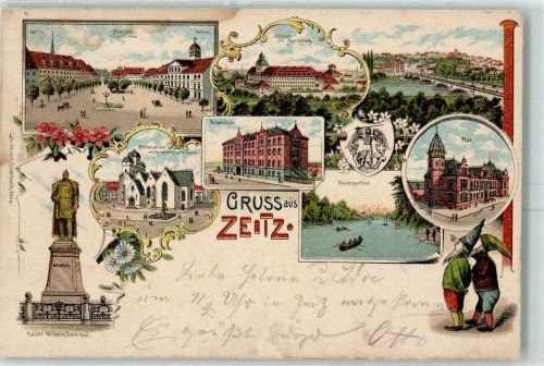 Zeitz Rathaus Altmarkt Schule Schloss Moritzburg Kaiser Wilhelm-Denkmal Mittelschule Post Elsterparthie Zwerge
