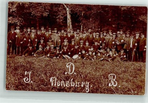24937 W2390 Flensburg 1912 Foto AK Gruppenaufnahme Musikinstrumente