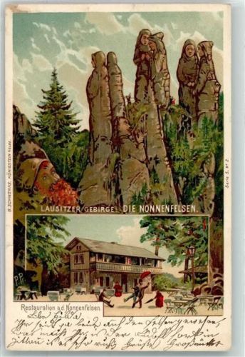 Kurort Jonsdorf 1900 Lausitzer Gebirge Nonnenfelsen Gasthaus Berggesichter Ort lt. Recherche Bahnpost Oybin - Zittau Zug 2634