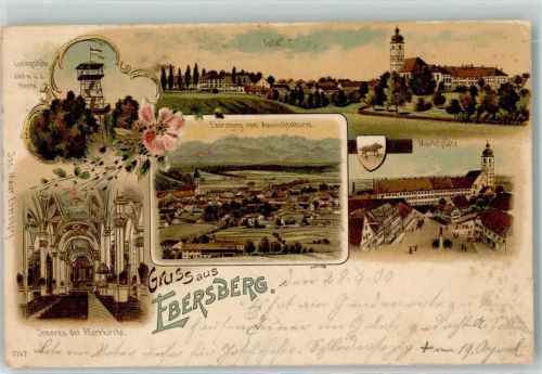Ebersberg 1900 Ludwigshöhe Pfarrkirche Marktplatz