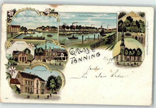 Tönning 1898 Rathaus Schloßgarten Hauptzollamt Bahnpost Büsum Zug 1145