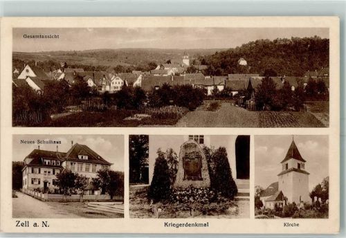 Zell Neues Schulhaus Kriegerdenkmal Kirche