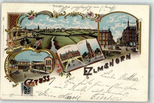 Elmshorn 1900 Bahnhof-Platz Realschule Cafe Schrader