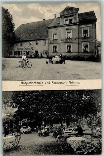 Grimma 1919 Hospitalschänke Gasthaus Logirhaus Fahrrad Pension