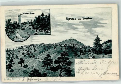 72108 W7407 Rottenburg am Neckar 1902 Künstlerkarte Weiler Burg sign. F. Reitze