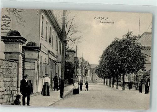Ohrdruf 1915 Bahnhofstraße Mann mit Hund Tabakwarenhandlung