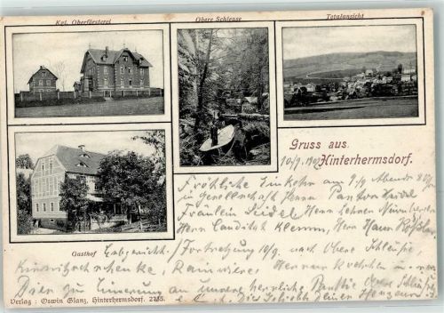 Hinterhermsdorf Kgl. Oberförsterei Obere Schleuse Gasthaus Gruss Ruderboot