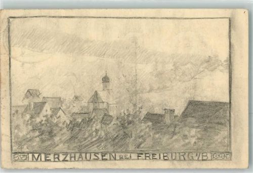Merzhausen 1911 Bahnpost Frankfurt Karlsruhe Basel Zug 971 5.10.11 Handgemalt
