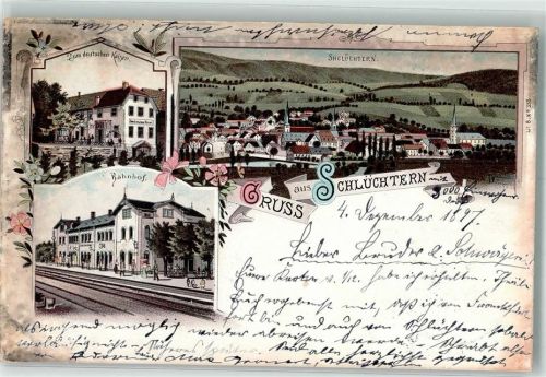 Schlüchtern 1897 Bahnpost Zum deutschen Kaiser