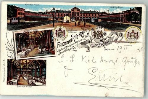 Kassel 1898 Bahnhof Bahnhofswirtschaft Nördlicher und Südlicher Flügel