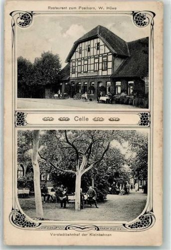 Celle 1911 Gasthaus zum Posthorn Vorstadtbahnhof der Kleinbahn