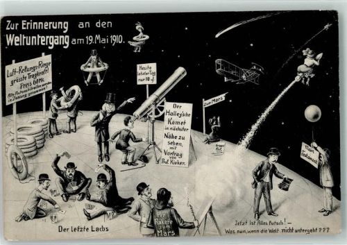 Zur Erinnerung an den Weltuntergang 19. Mai 1910 Halleyscher Komet rakete Off. Erinnerungskarte an den Untergang der Welt Dessin 5 Komet