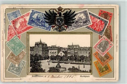 Bremerhaven 1905 Marktplatz Bürgermeister Smidt-Denkmal Briefmarken