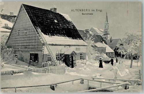 Altenberg 1911 Bachstraße Schneetreiben Winter