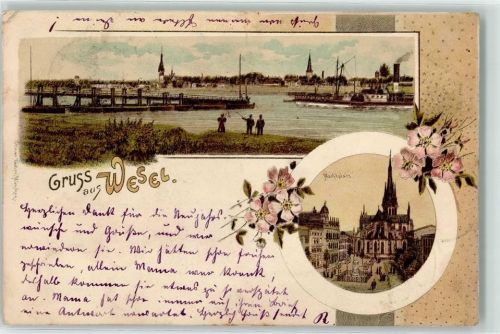 Wesel 1899 Marktplatz Raddampfer
